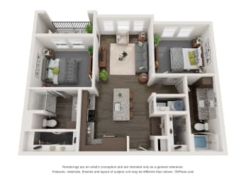 Nine 50 B1 luxury floor Plan 2 bed 2 bath