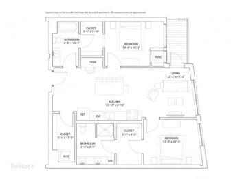  Floor Plan 2 Bed 2 Bath Belmore