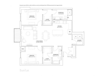  Floor Plan 2 Bed 2 Bath Benton