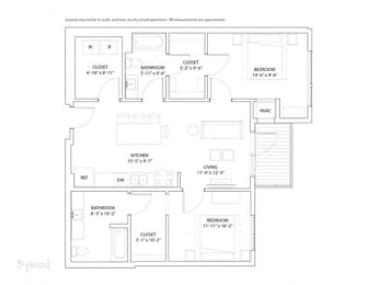  Floor Plan 2 Bed 2 Bath Bywood