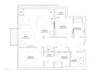  Floor Plan 2 Bed 2 Bath Harvey