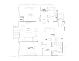  Floor Plan 2 Bed 2 Bath Laredo