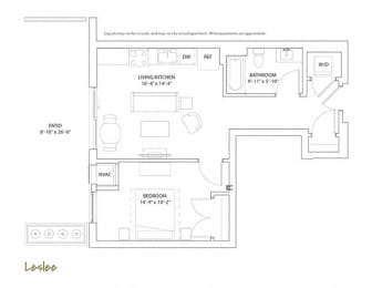  Floor Plan 1 Bed 1 Bath Leslee