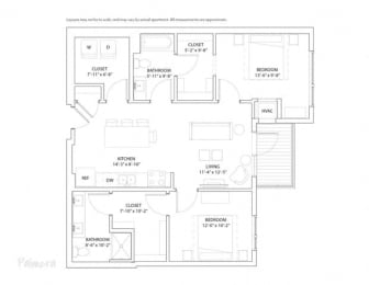  Floor Plan 2 Bed 2 Bath Palmera