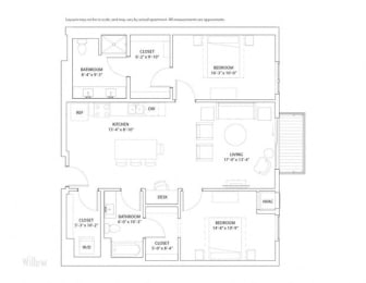  Floor Plan 2 Bed 2 Bath Willow