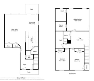two floor plans of a house with different floors