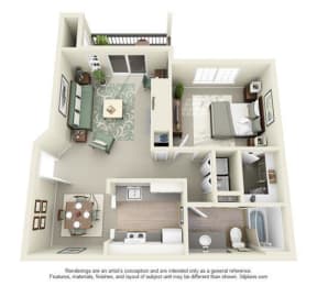 1 Bed - 1 Bath |700 sq ft floorplan  at Cedar Crest, Beaverton, Oregon