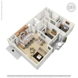 2 Bed - 2 Bath, 1015 sq ft, A3 floor plan