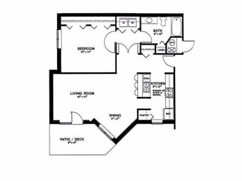  Floor Plan 1 Bedroom 1 Bath Deluxe