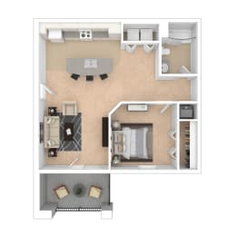 Sevierville_TN_Apartment_OverlookatAllensville_1 bedroom 1 bath 3D Furnished