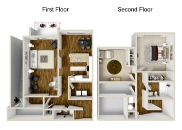 Floor Plan  2 Bedroom, 1.5 Bath - 992 Square Feet - Clarendon Deluxe Floor Plan