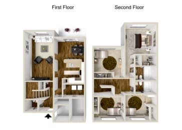 Floor Plan  4 Bedroom, 2.5 Bath - 1,376 Square Feet - Lombard Deluxe Floor Plan