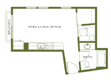 Studio, Up to 488 sq. ft. floorplan