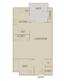 Floor Plan  Studio 1 Bath 565 square feet floor plan S1A