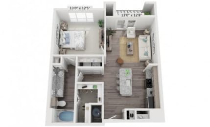 a floor plan with a bedroom a bathroom and a living room