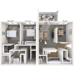 Floor Plan 2 Bedroom - Townhouse