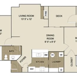  Floor Plan 2 Beds | 2 Baths
