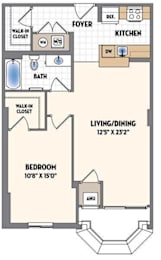 a floor plan of a small house with a bedroom and a living room
