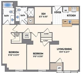 a floor plan of a house with bedrooms and a living room