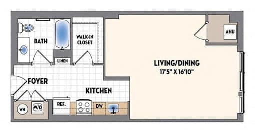 a floor plan of a small house with a bedroom and a living room