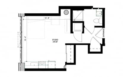 a floor plan of a house with a bedroom and a living room