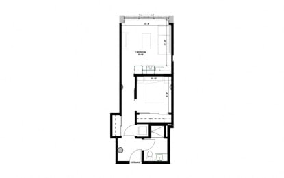 floor plan of the 1100 sq ft roommates apartment