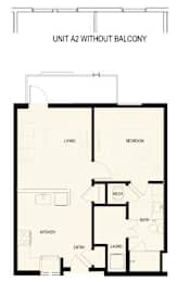 A floor plan of a unit without a balcony.