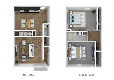 A diagram shows the layout of a one and two bedroom apartment.