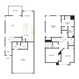 two floor plan of a house with two different floors
