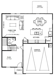 a floor plan of a small house with a kitchen and a living room