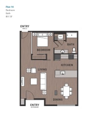 Floor Plan  1 Bedroom Plan 1H