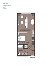 Floor Plan  Open One Bedroom 0A1