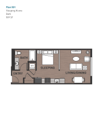  Floor Plan Open One Bedroom 0G1