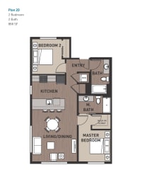 Floor Plan  2 Bedroom 2D