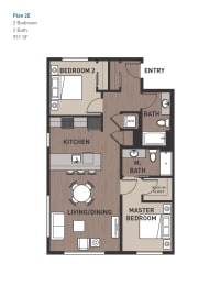 Floor Plan  2 Bedroom Plan 2E