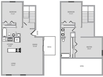 3 Bed 2 Bath, 1271 square feet floor plan Westwynd
