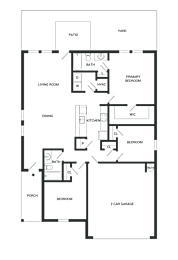 A black and white image of a house floor plan.