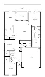 A black and white floor plan of a house with labeled rooms.