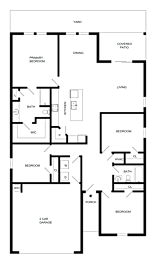 A black and white floor plan of a house with labeled rooms.
