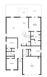 A black and white floor plan of a house with labeled rooms.
