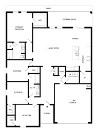 A black and white floor plan of a house with labeled rooms.