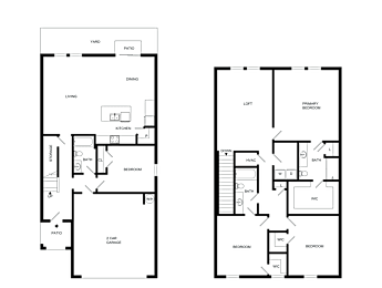 A black and white floor plan of a house with labeled rooms.