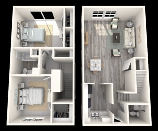 2 Bed, 1.5 Bath, 1007 sq. ft. Sage floor plan