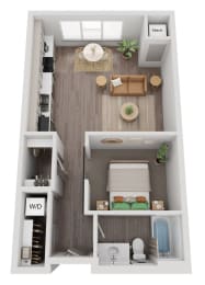 a floor plan of a 1 bedroom apartment at the residences at silver hill in suitland,