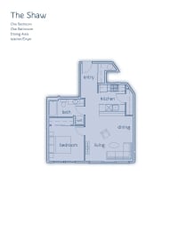 1 Bed, 1 Bath, 650 sq. ft. Shaw floor plan