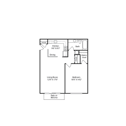 1 br, 1 ba, 640 sq. ft.