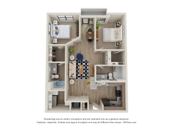 bedroom floor plan at the approach at summit park apartments in fort worth, tx