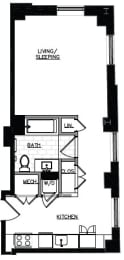 the floor plan of the studio apartment