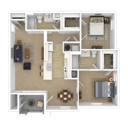 Addis_LA_Apartment_SugarMIll_2 bedroom 2 bath 3D Furnished