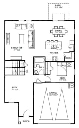 a floor plan of a house with two bedrooms and a bathroom